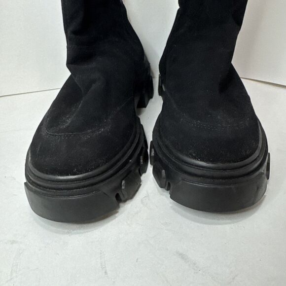 Farm Rio Size 9 Tall Boot Chunky Sole Black VEGAN Suede Women Boho Anthropologie - Picture 4 of 9